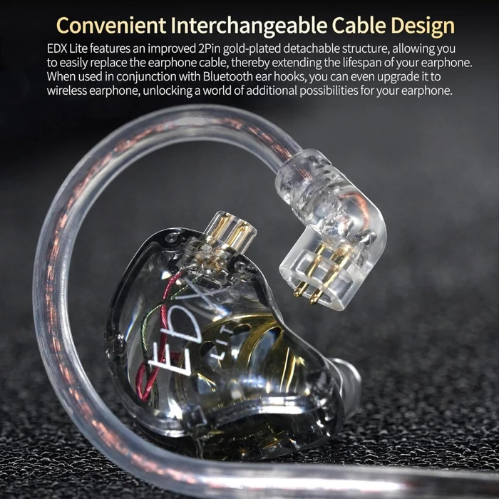 KZ In Ear Monitor Earphones EDX Lite Transparent Grey No Mic