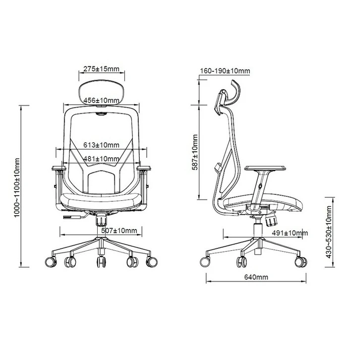 Vero Office Ergostyle 2040 Black Office Chair with Headrest and Adjustable Arms