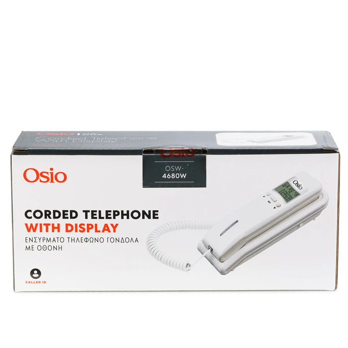 OSIO Wired Gondola Telephone with Display and Caller ID White