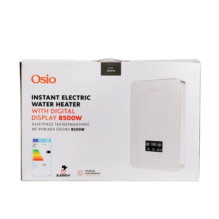 Osio Ταχυθερμαντήρας Μπάνιου Ηλεκτρικός OHF-2880W Λευκός 8,5kW με Ψηφιακή Οθόνη