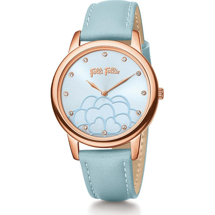 Folli Follie Santorini Flower Blue WF15R036SSL Women's 34mm Quartz Analog Watch with Blue Leather Strap