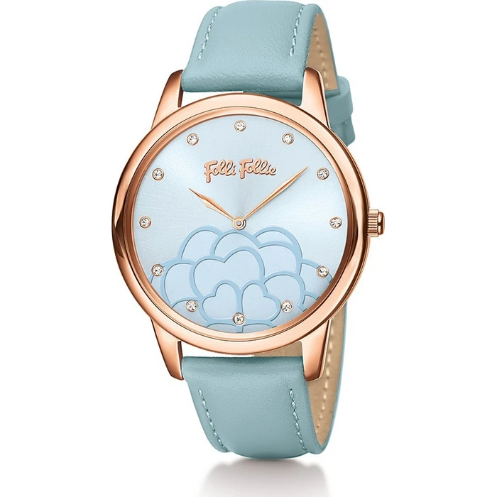 Folli Follie Santorini Flower Blue WF15R036SSL Women's 34mm Quartz Analog Watch with Blue Leather Strap