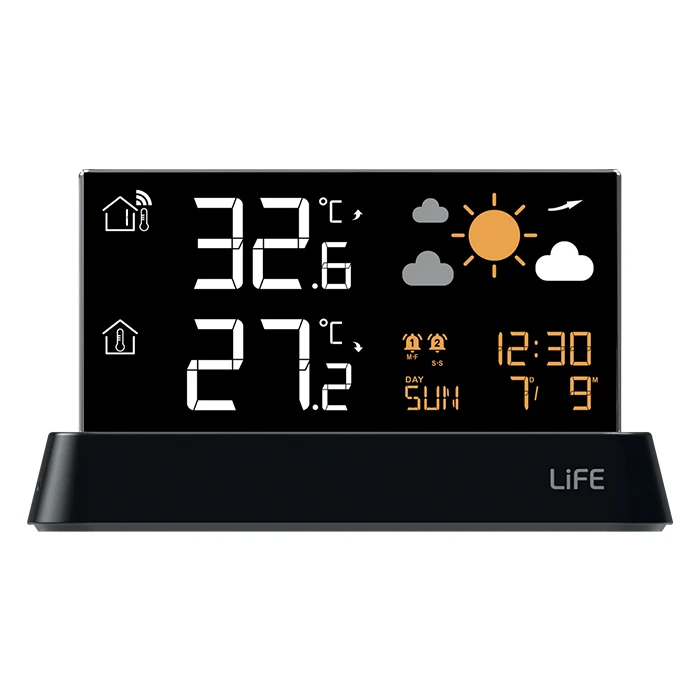 LiFE Μετεωρολογικός σταθμός AMALFI frameless οθόνη ρολόι ξυπνητήρι ασύρματο εξωτερικό αισθητήρα