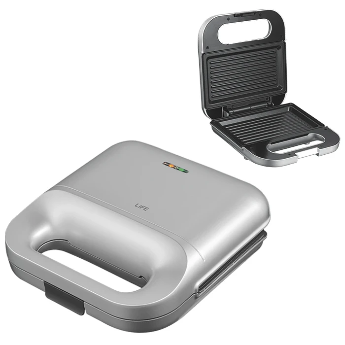 LiFE Toaster Grill DELI Silver Matt Series with Non Stick Grill Plates 750W