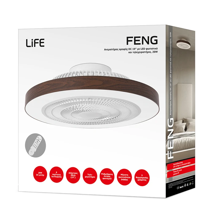 LiFE Ceiling Fan DC 19 with LED Light and Remote Control 20W LIFE FENG