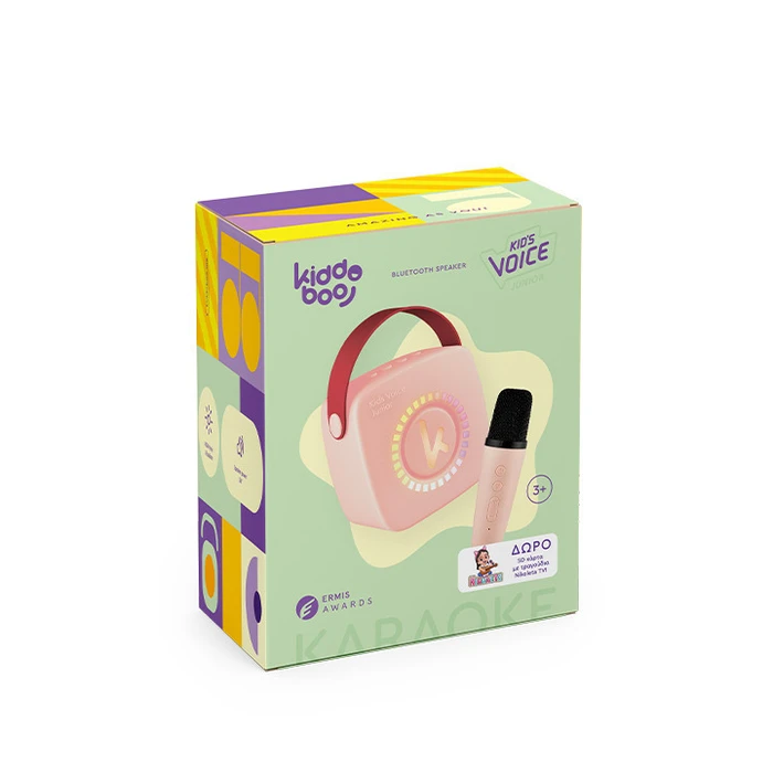 Kiddoboo KidsVoice JUNIOR mini Karaoke Speaker and Mic Pink with NikoletaTV KBT3NTPNK