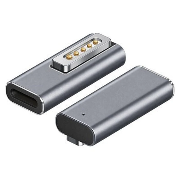 POWERTECH laptop power adapter YX-MS2-ANG, USB-C to MagSafe 2 adapter, angled, silver