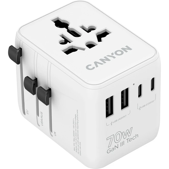 CANYON Travel Adapter OnTour 70 EU/UK/US/AUS 70W White