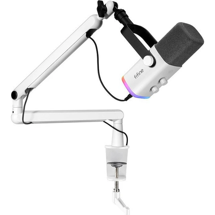 Fifine TAM8W Σετ Μικρόφωνο Shock Mounted (USB, USB Type-C, 3.5mm) Cardioid - Λευκο