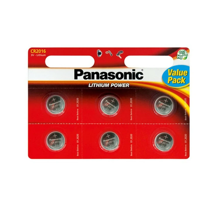 Battery Panasonic CR2016 Lithium 3V 6 Pack