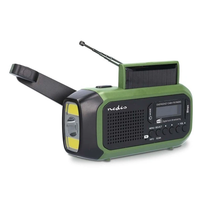 Nedis RDDBCR2000GN Portable Solar DAB+ Radio with USB - Black/Green