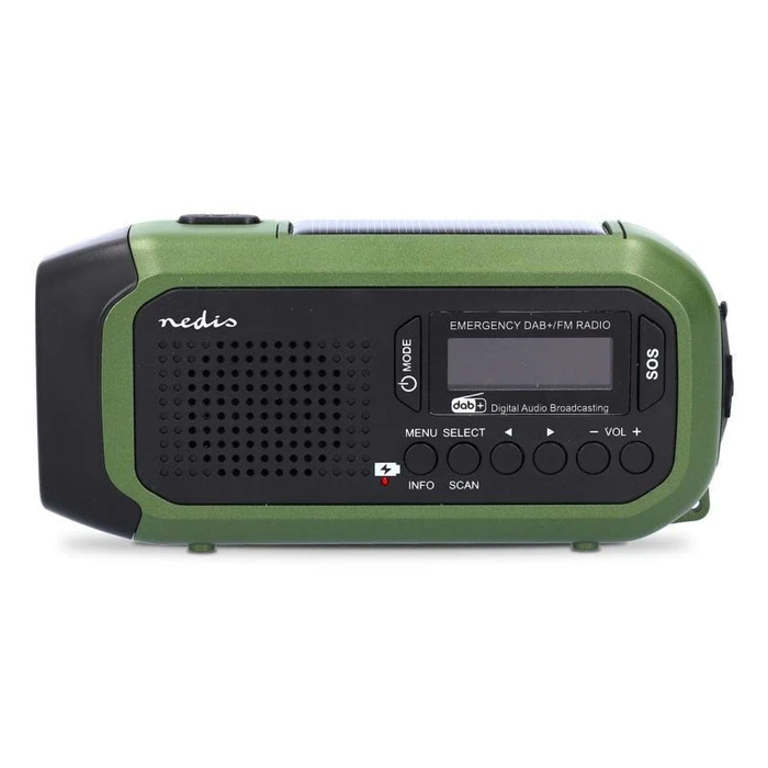Nedis RDDBCR2000GN Portable Solar DAB+ Radio with USB - Black/Green
