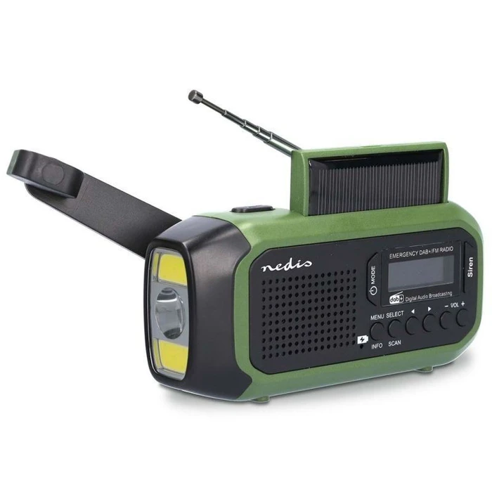 Nedis RDDBCR2000GN Portable Solar DAB+ Radio with USB - Black/Green