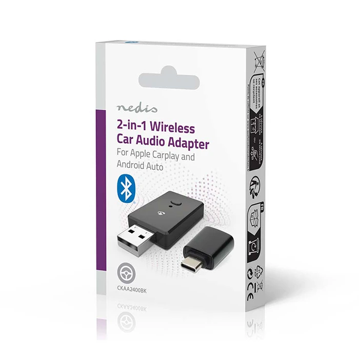 NEDIS Car Adapter for Wireless Android Auto Apple CarPlay CKAA2400BK