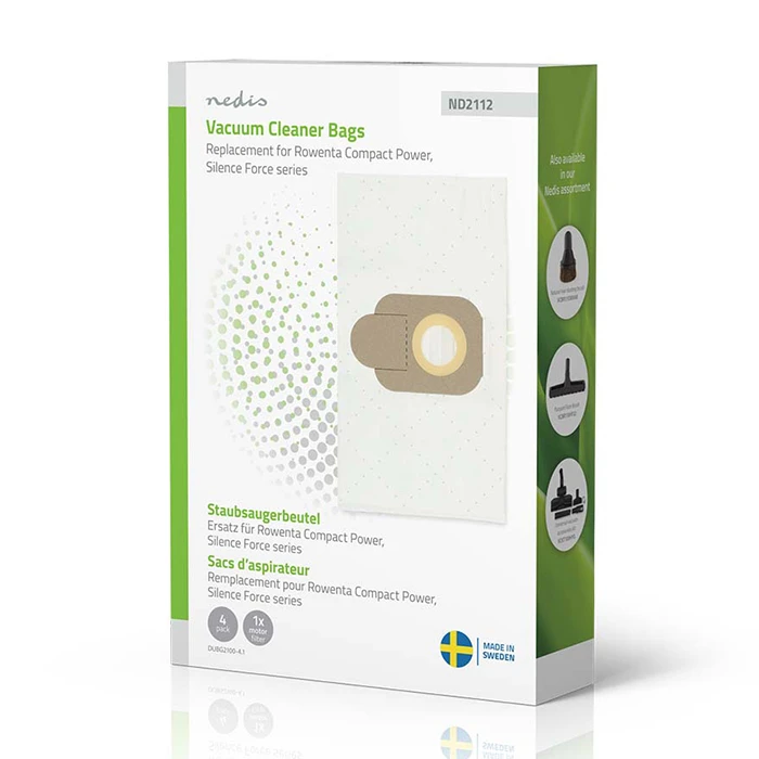 NEDIS Vacuum Cleaner Bags Synthetic for Rowenta Compact Power Series and Rowenta Silence Force Series 4 pcs