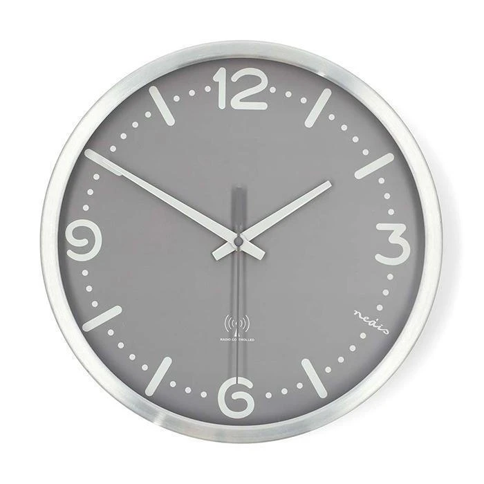 NEDIS Ρολόι τοίχου αθόρυβο με ραδιοελεγχόμενη ακρίβεια γκρι