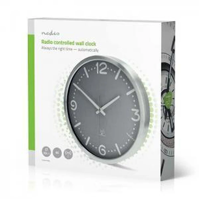 NEDIS Ρολόι τοίχου αθόρυβο με ραδιοελεγχόμενη ακρίβεια γκρι