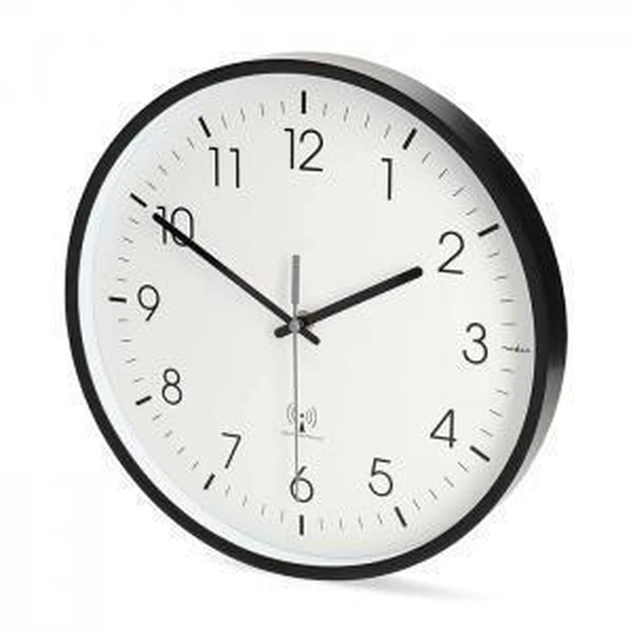 NEDIS Ρολόι τοίχου αθόρυβο και με ραδιοελεγχόμενη ακρίβεια μαύρο λευκό