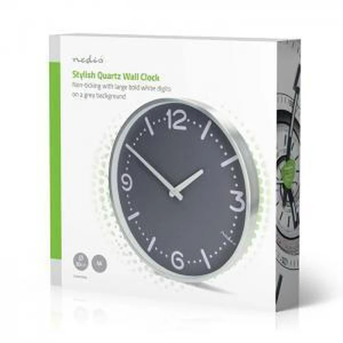 NEDIS Ρολόι τοίχου αθόρυβο γκρι CLWA3226SS