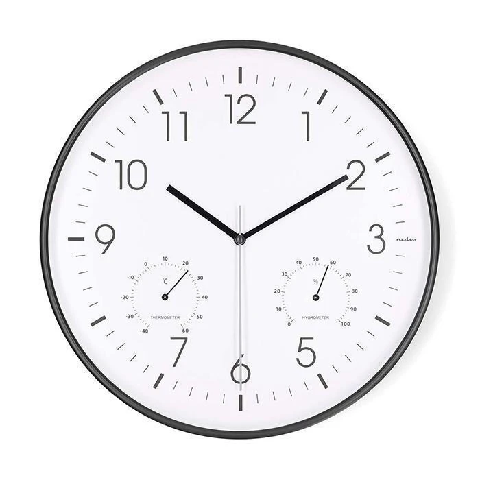 NEDIS Ρολόι τοίχου αθόρυβο με ενσωματωμένο θερμόμετρο και υγρόμετρο
