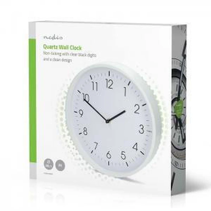 NEDIS Ρολόι τοίχου αθόρυβο λευκό CLWA1226WT