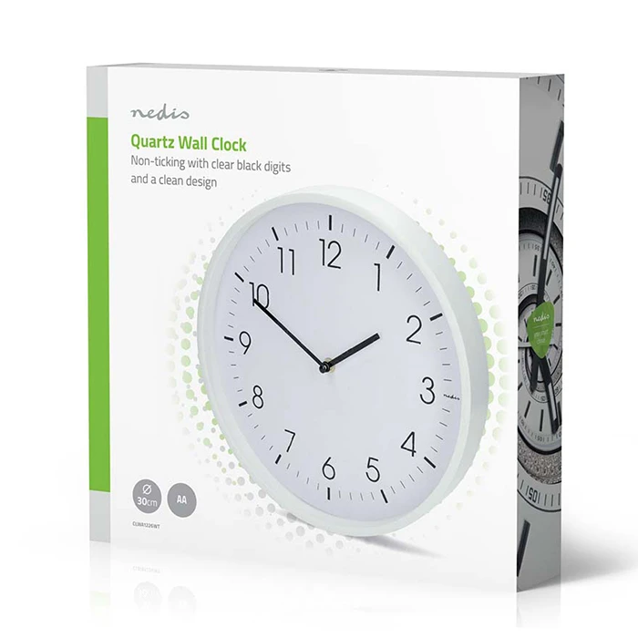 NEDIS Ρολόι τοίχου αθόρυβο λευκό CLWA1226WT