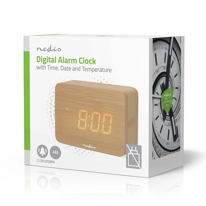 NEDIS Επιτραπέζιο ψηφιακό ρολόι ξυπνητήρι με ένδειξη ώρας ημερομηνίας και εσωτερικής θερμοκρασίας