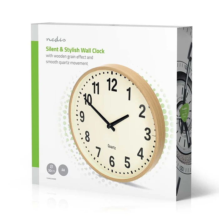 NEDIS Ρολόι τοίχου αθόρυβο σε μπεζ χρώμα