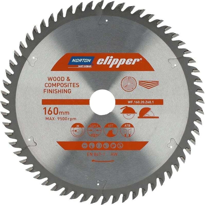 Norton Δίσκος κοπής ξύλου 160mm, 60 δόντια
