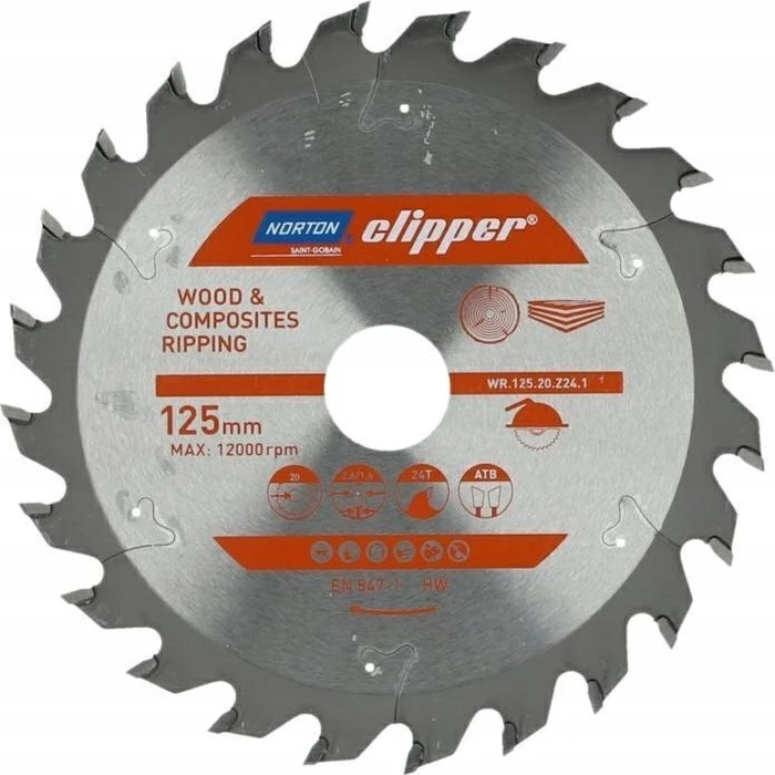 Δίσκος πριονιού Norton 125mm x 20mm 24T ATB για ξύλο και σύνθετα υλικά