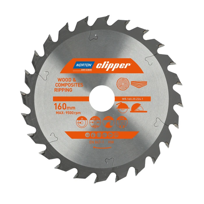 Δίσκος κοπής Norton 160mm x 20mm x 24T (ATB) για ξύλο & σύνθετα υλικά