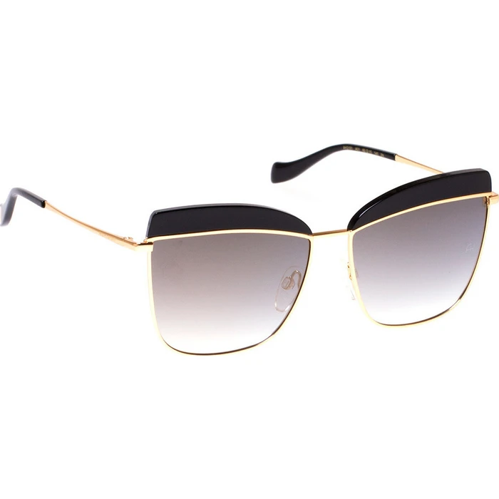Ana Hickmann Women's Sunglasses Black Metal Frame with Brown Gradient Mirror Lens AH3191 A01