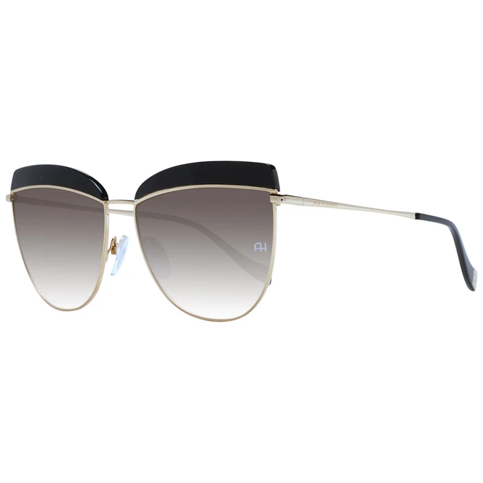 Ana Hickmann Women's Sunglasses with Black Metal Frame and Beige Gradient Mirror Lens AH3190 A01