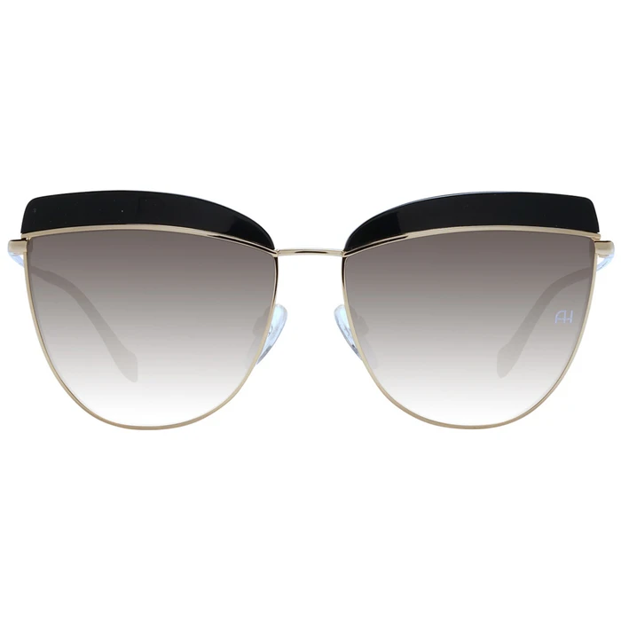 Ana Hickmann Women's Sunglasses with Black Metal Frame and Beige Gradient Mirror Lens AH3190 A01