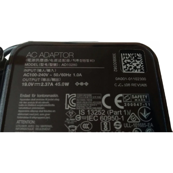 Asus Laptop Charger 45W 19V (Model 0A001-00694300 / MPN W125603098)