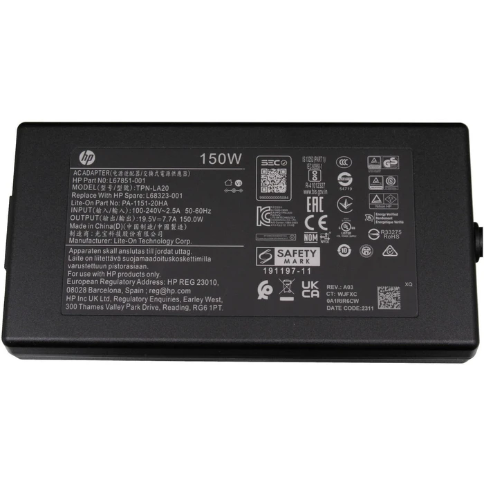 HP Slim AC Adapter Φορτιστής Laptop 150W 19.5V με Αποσπώμενο Καλώδιο L67851-001