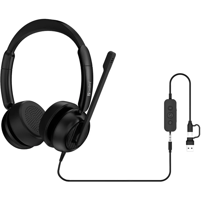 Sandberg Ακουστικά με μικρόφωνο 3in1 Office Headset Pro ENC On Ear Multimedia