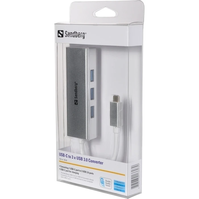 Sandberg USB Hub 3 Ports USB 3.0 with USB-C Silver