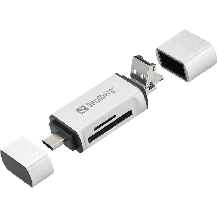 Sandberg Adapter Card Reader micro USB USB 3.0 Type-C for SD microSD White