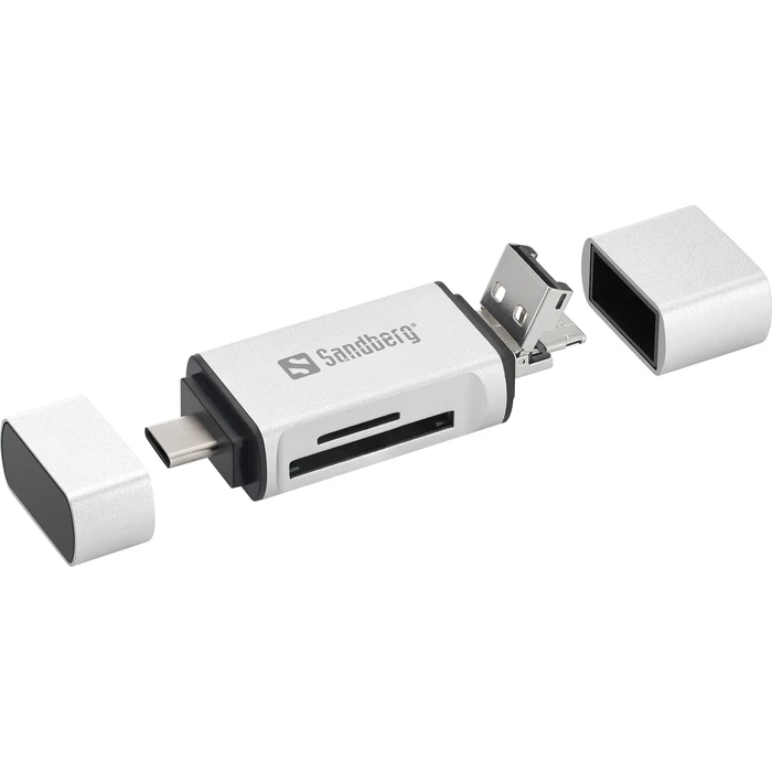 Sandberg Adapter Card Reader micro USB USB 3.0 Type-C for SD microSD White
