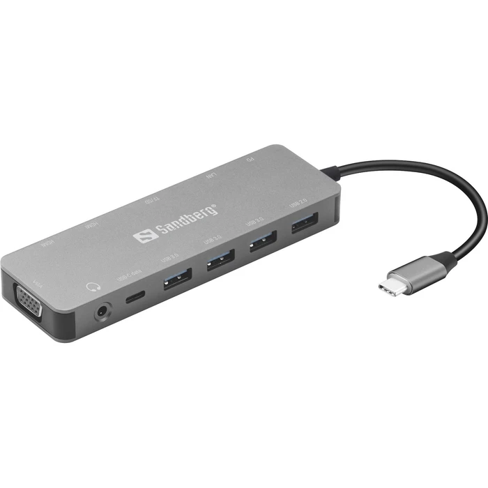 Sandberg USB-C Docking Station HDMI 4K PD Dual Monitor Silver 136-45
