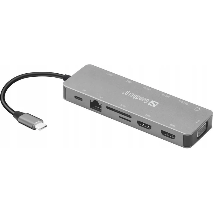 Sandberg USB-C Docking Station HDMI 4K PD Dual Monitor Silver 136-45