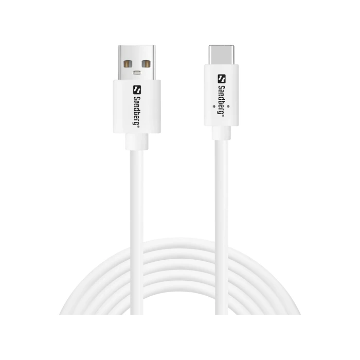 Sandberg USB 2.0 Cable USB-C male to USB-A male, 2 m, White (Model 336-14)