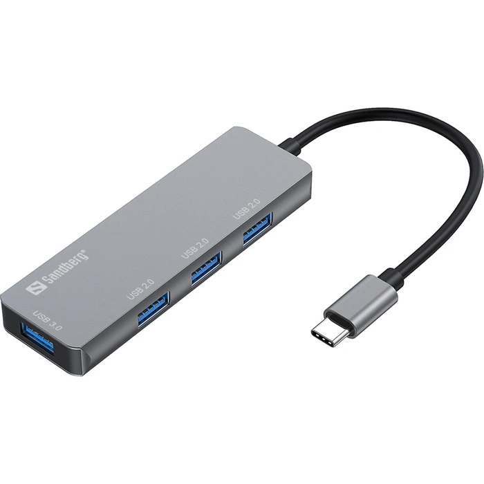 Sandberg Μετατροπέας Hub USB 4 Θυρών USB C Γκρι 336 32