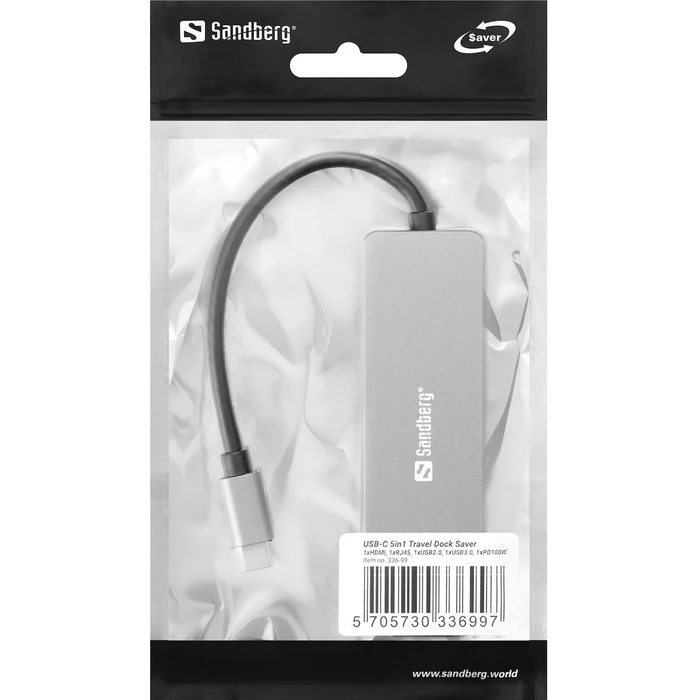 Sandberg Docking Station USB-C with HDMI 4K PD Ethernet Silver