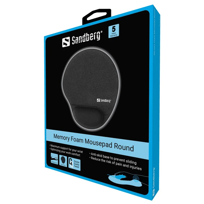 Sandberg Mouse Pad with Wrist Support Black