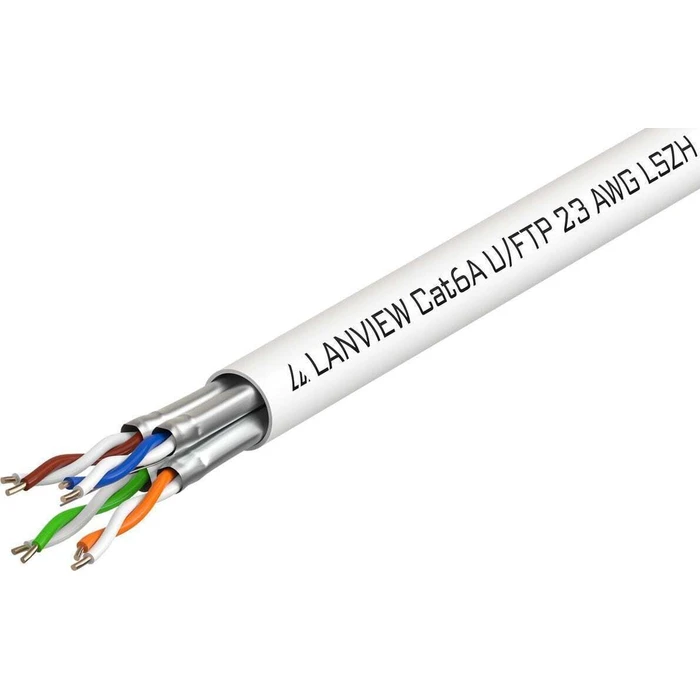 Lanview LVN122430 Cat6a U-FTP (STP) Network Cable 4x2 AWG23 LSZH White 500 m
