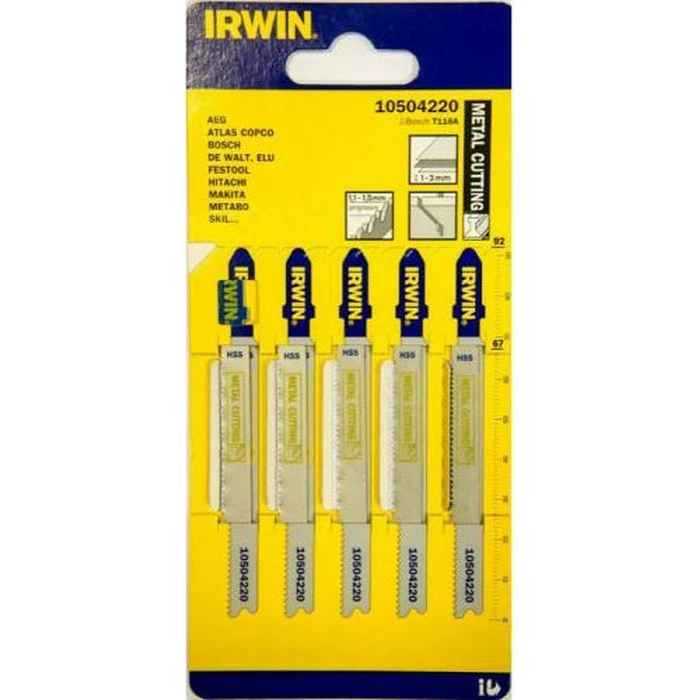 Irwin T318A HSS Metal Jigsaw Blades 132mm 5 pcs