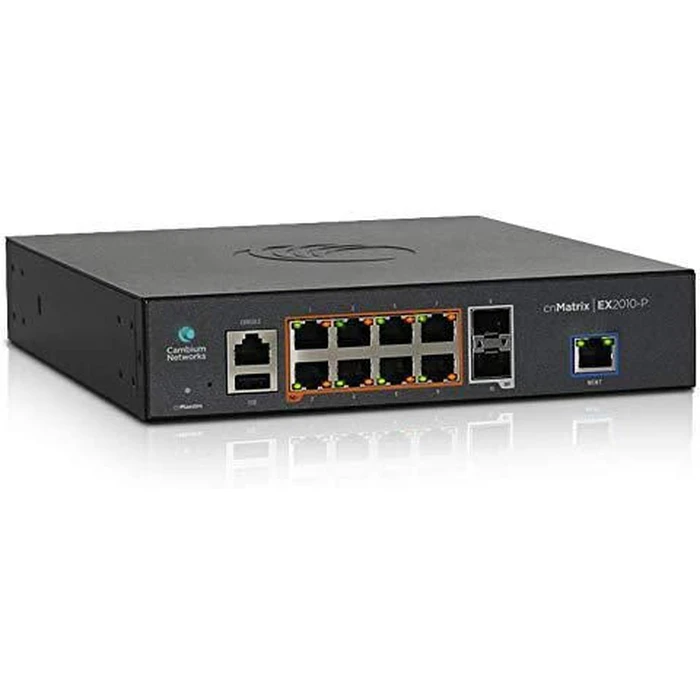 Cambium Networks cnMatrix EX2010-P Unmanaged L2 PoE Switch, 8 x 1Gb Ethernet + 2 x SFP