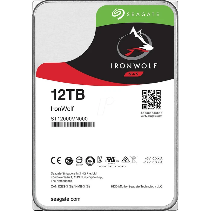 Seagate IronWolf NAS HDD 12TB 3.5 inch SATA III 7200rpm 256MB Cache ST12000VN0008